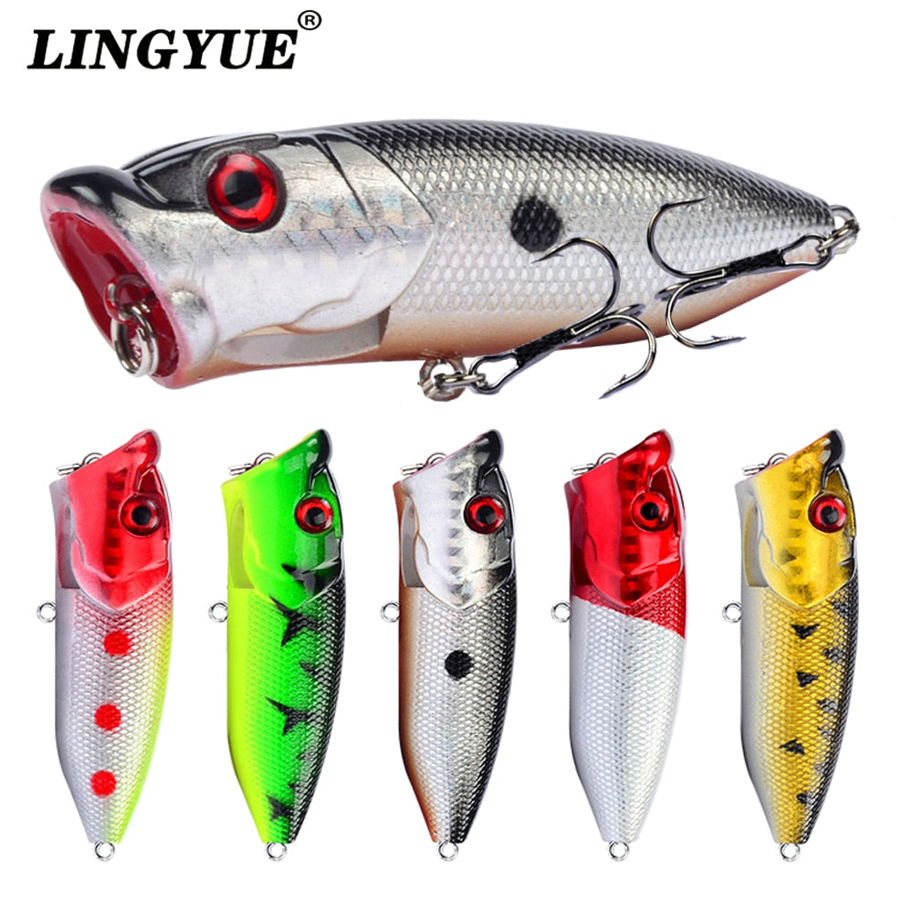 Hot 1pcs Fishing Lures 6.5cm/12g Topwater Popper Bait 5 Color Hard Bait Artificial Wobblers Plastic Fishing Tackle With 6# Hooks