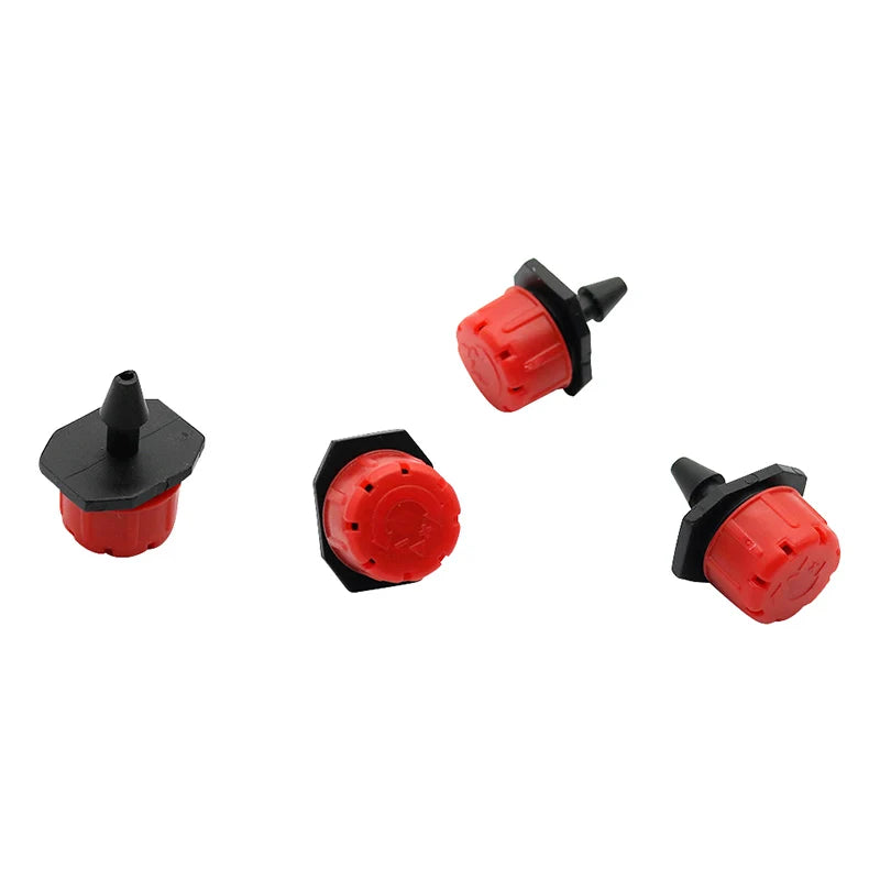 50 Pcs Adjustable Dripper Red Micro Drip Irrigation Watering Anti-Clogging Emitter Garden Supplies for 1/4 Inch Hose