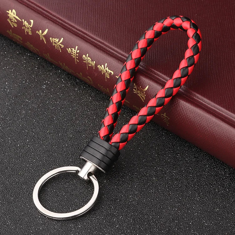 Handmade Knitted Rope Making Leather Rope Keychain for Women Men Rope for Hanging Bags Key Chain Porte Clef Chaveiro Keychains