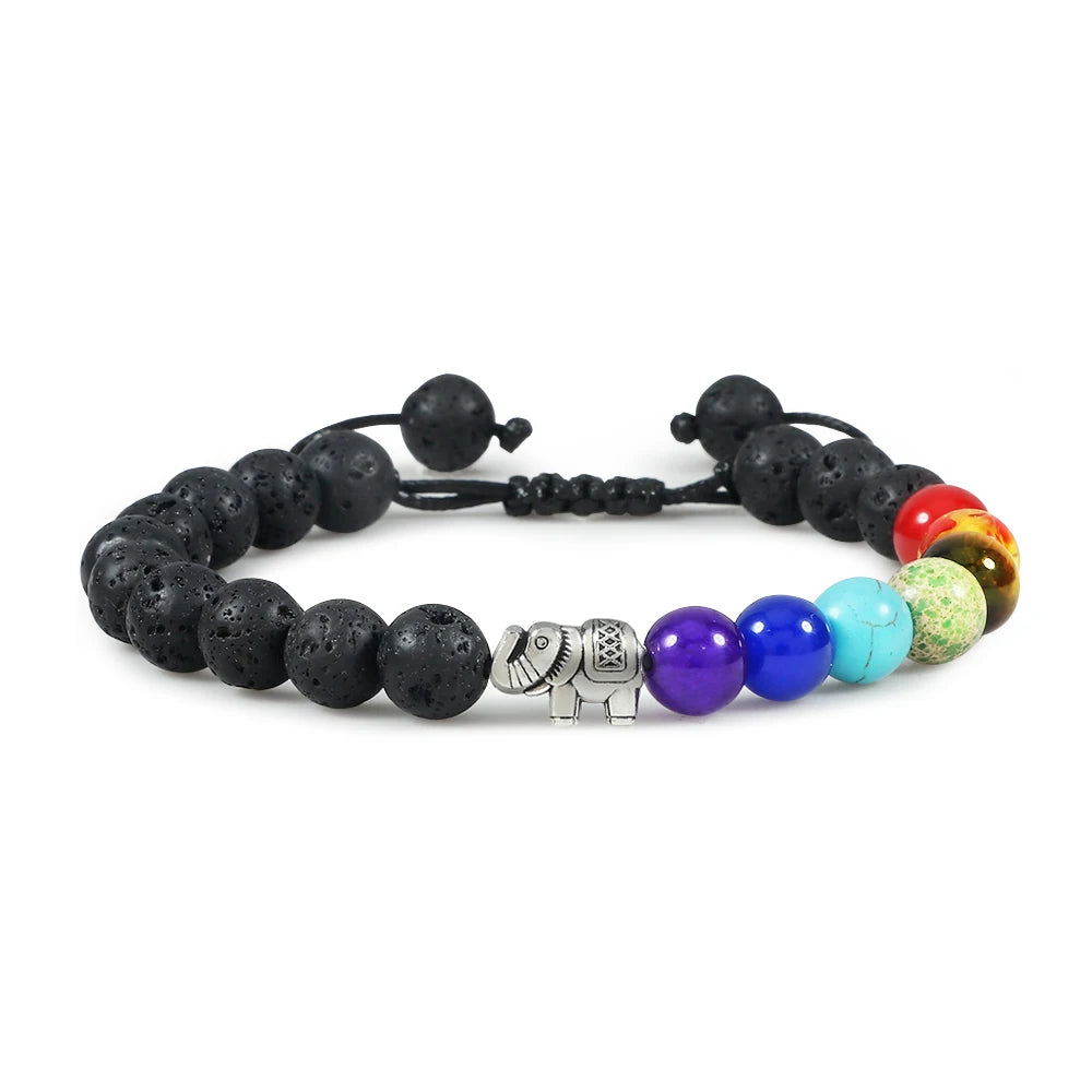 Natural Stone Tiger Eye 7 Chakra Bracelets & Bangles Yoga Balance Beads Buddha Prayer Elastic Bracelet Men Pulseira Masculina