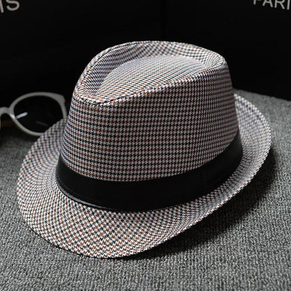 2018 England Retro Men's Fedoras Top Jazz Plaid Hat Spring Summer Autumn Bowler Hats Cap Classic Version Chapeau Hats