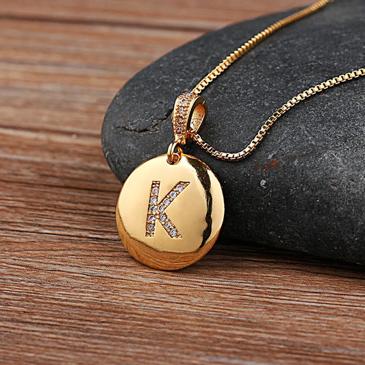 Nidin Women Girls Initial Letter Necklace 26 A-Z Charm Neck Pendants Copper CZ Jewelry Personal