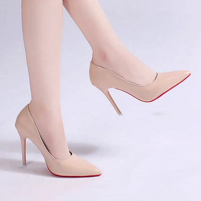 10Cm Women Pumps Elegant Thin Heel Pointed High Heels Black Work Single Shoes Dress Party Womens Shoes White Wedding Shoes