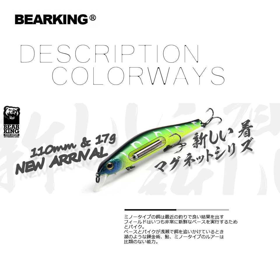 BEARKING 11cm 17g  Magnet System SP Top Hard Fishing Lures Minnow Quality Baits Wobblers Fishing Tackles