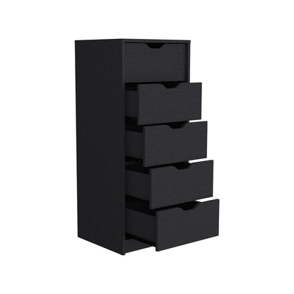 Kamran Dresser, Five Drawer Narrows -Black