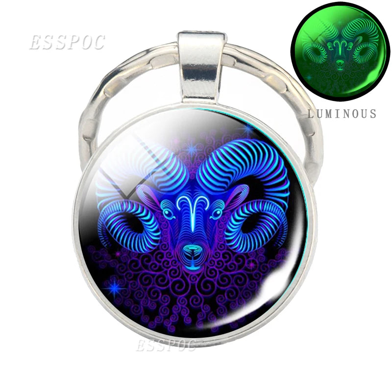 Luminous 12 Zodiac Signs Keychain Constellation Key Chain Leo Libra Virgo Sagittarius Zodiac Jewelry Birthday