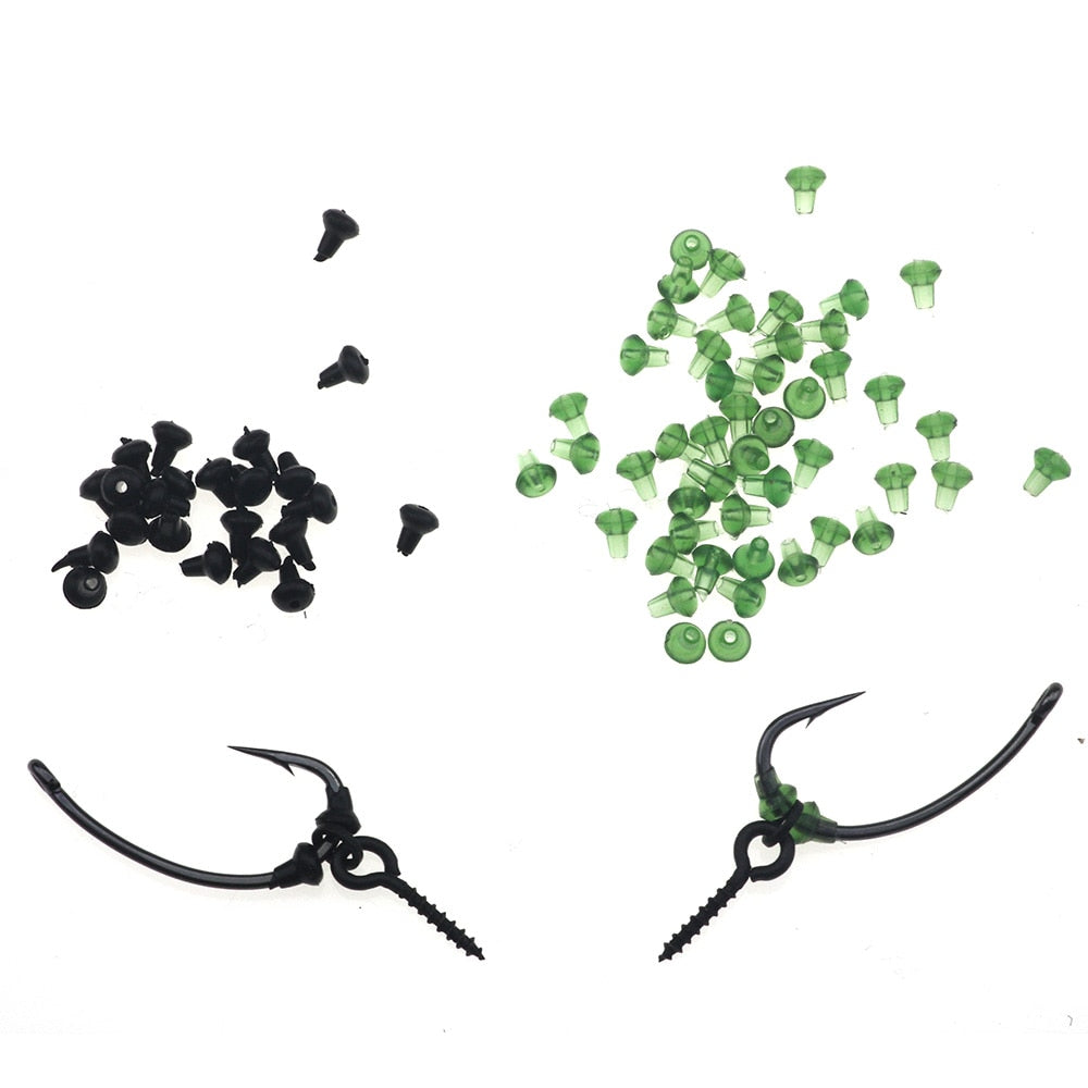 Rompin 50pcs Hook Stops Beads Carp Fishing Accessories Stopper Green Black Carp Fishing Hair Chod Ronnie Rig Pop UP Boilie Stop