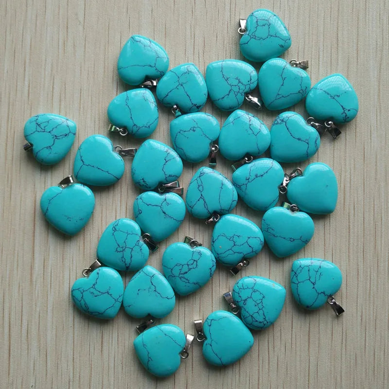 50pcs/Lot 2022 Assorted Heart Natural Stone Charms Pendants for Jewelry Making Good Quality 20mm