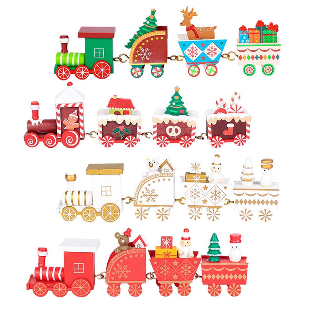 Christmas Wooden Train Merry Christmas Decoration for Home 2023 Christmas Ornaments Navidad Xmas New Year 2024
