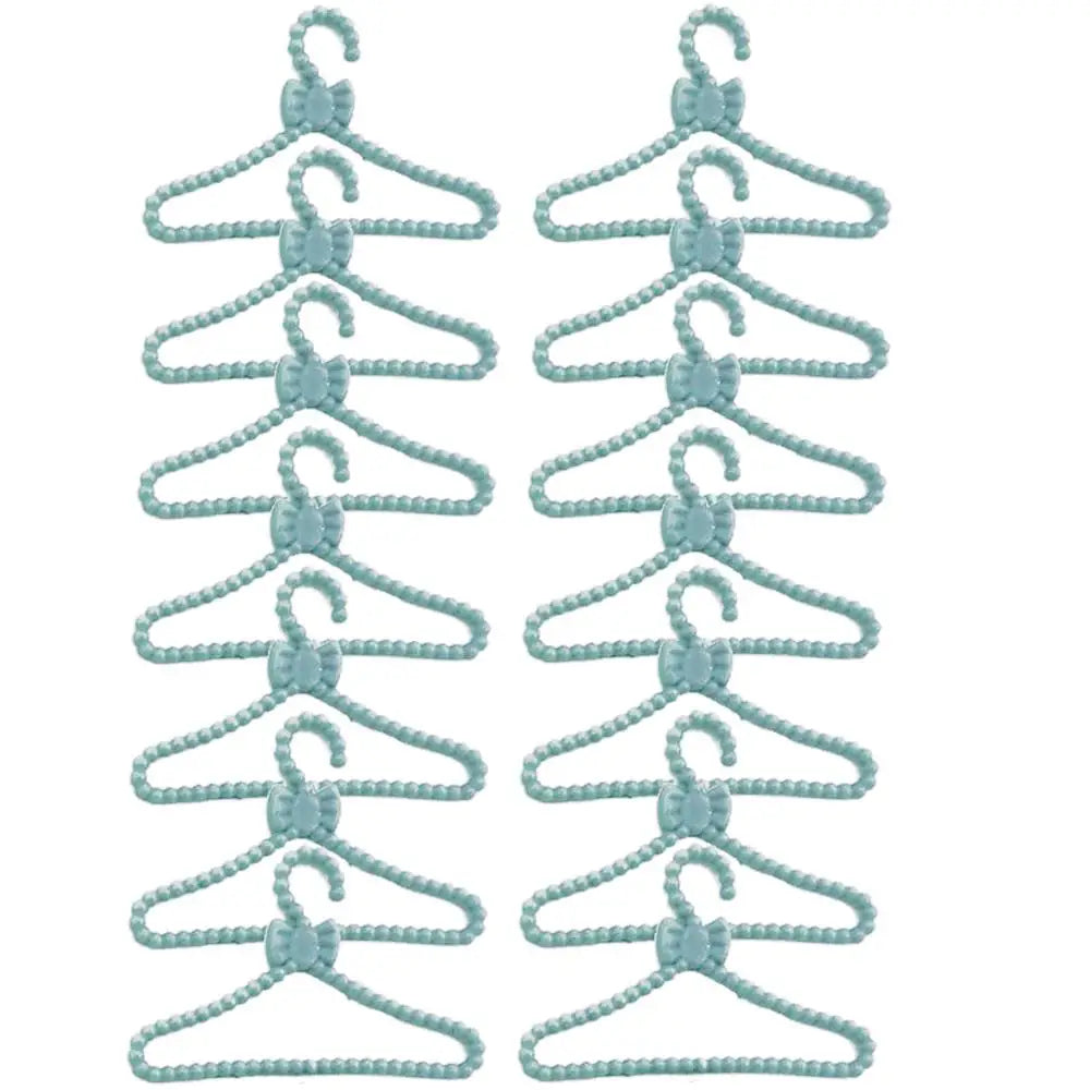 10 Pcs/Lot Dolls Accessories Mini Pink Purple Grey Wardrobe Dollhouse Dress Clothes Plastic Hangers for Barbie Doll Kid Toy