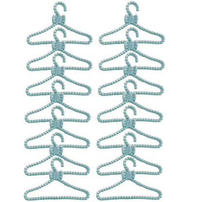 10 Pcs/Lot Dolls Accessories Mini Pink Purple Grey Wardrobe Dollhouse Dress Clothes Plastic Hangers for Barbie Doll Kid Toy