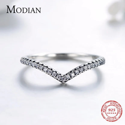 Modian 3 Style Real 925 Sterling Silver Stackable Simple Ring Clear CZ Fashion Instagram Jewelry for Women Couple Rings