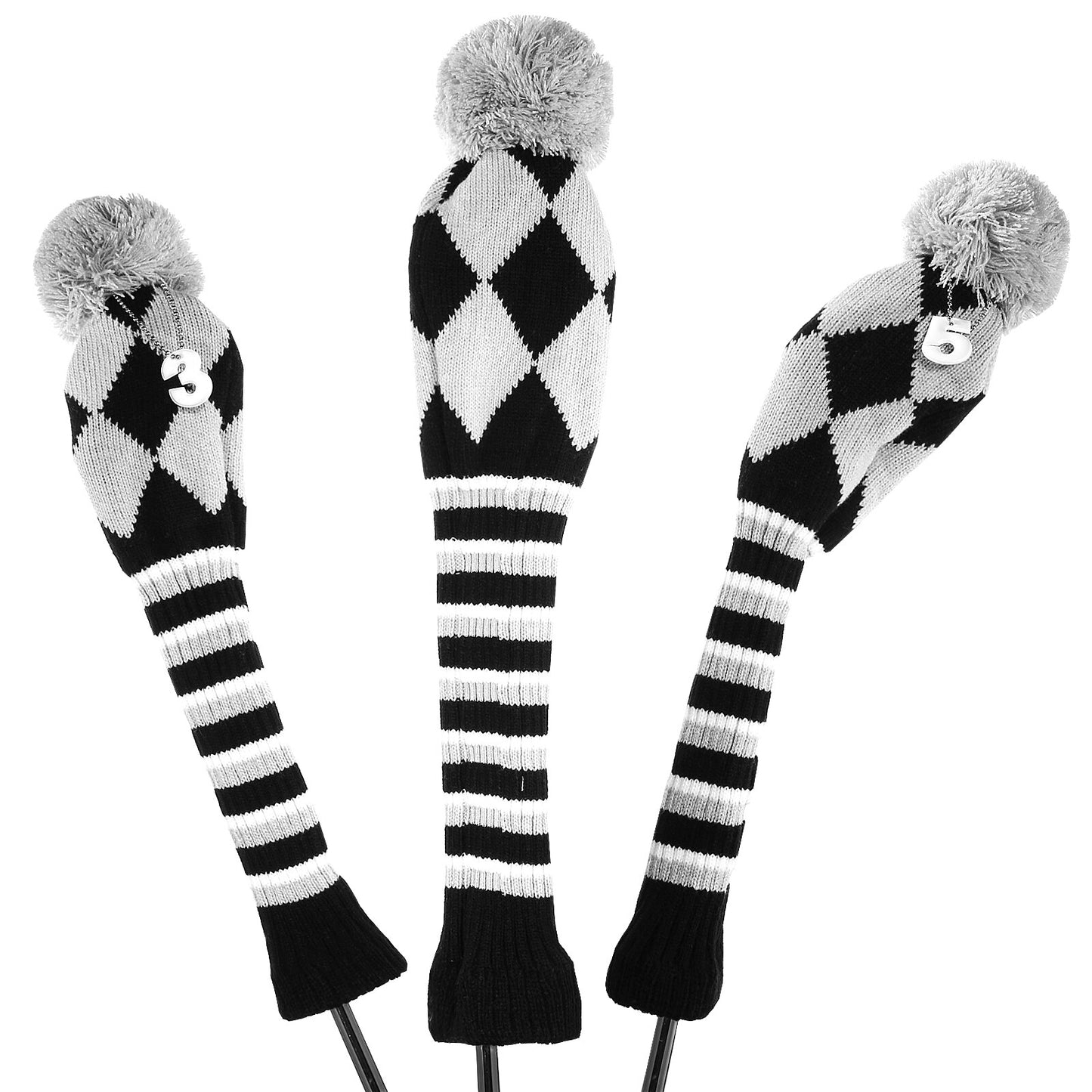 Golf 3pcs/Set Knitted Pom Pom Sock Covers 1-3-5 Golf Wood Headcover for Golf Dirver/Fairway Golf Club Headcovers