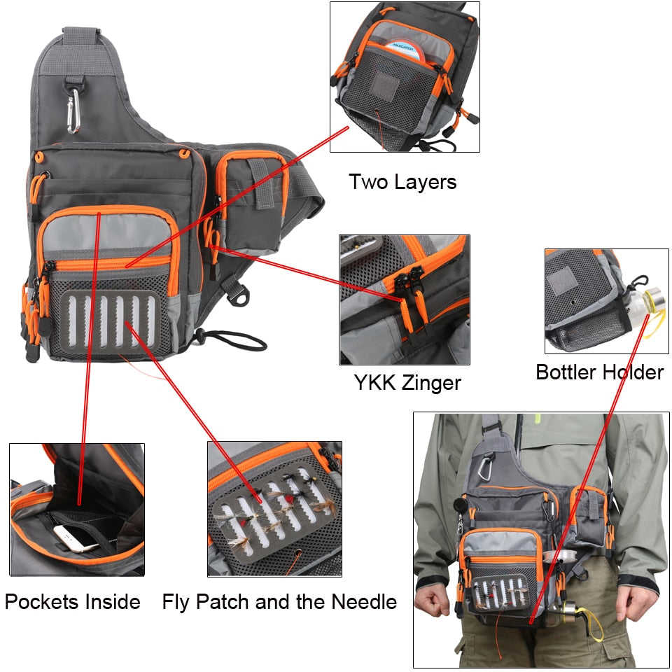 Maximumcatch Crossbody Fishing Sling Bag Waterproof Multi Function Fishing Lure Takle Bag Pack