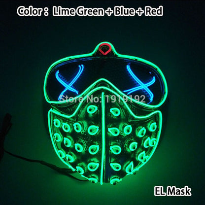 Halloween Carnival Party Costume Decoration Luminous LED Mask Halloween Mask LED Maske Light Up Party Masks for Glow Party