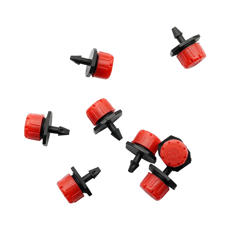 50 Pcs Adjustable Dripper Red Micro Drip Irrigation Watering Anti-Clogging Emitter Garden Supplies for 1/4 Inch Hose