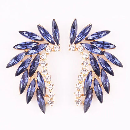 LUBOV Shining Rhinestone Wings Stud Earrings Acrylic Crystal Stone Women Piercing Earrings Trendy Wedding Jewelry Christmas