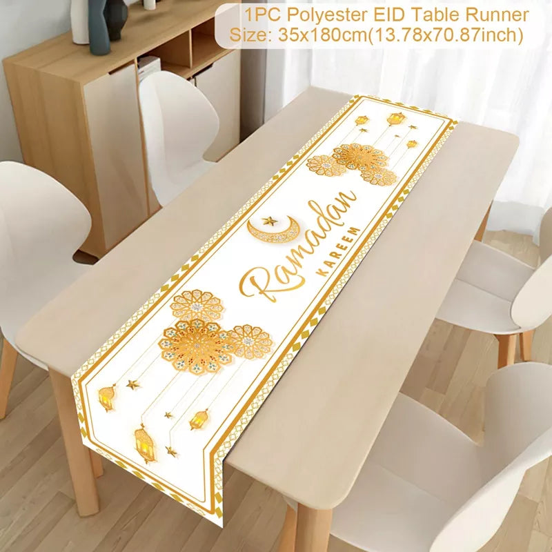Ramadan Decoration Table Runner EID Mubarak Decor for Home Tablecloth Ramadan Kareem Islamic Muslim Party Eid Al Adha