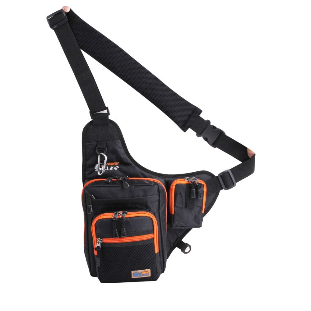 iLure Fishing Bag Canvas Carp Fishing Reel Tackle Lure Bag Green/Orange/Black 32*39*12CM Multifunction Waterproof Fishing Bag