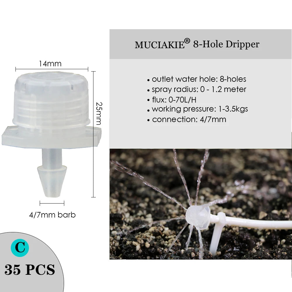 MUCIAKIE Variety Style Adjustable Irrigation Sprinkler Garden Emitters Stake Dripper Micro Spray Rotating Nozzle Watering Arrow