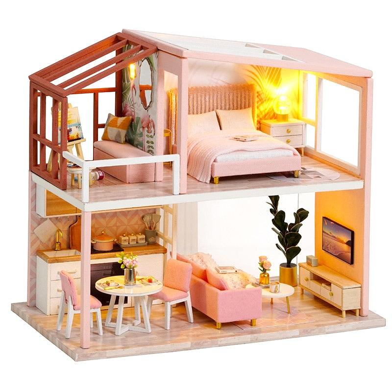 CUTEBEE Doll House Miniature DIY Dollhouse With Furnitures Wooden House Casa Diorama Toys for Children Birthday