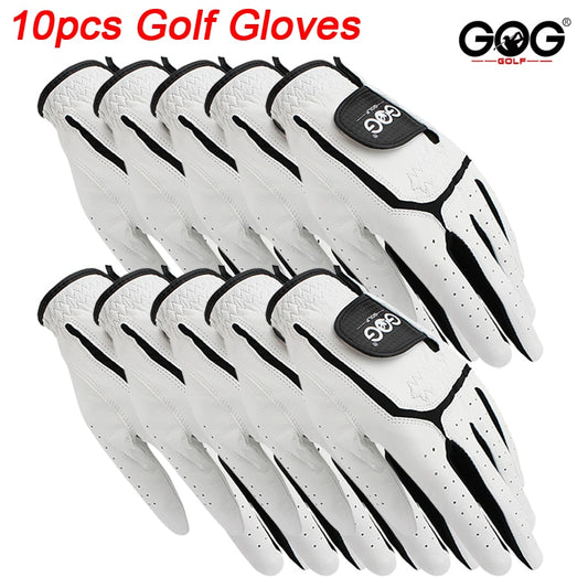 10pcs GOG Golf Gloves Professional Men's Leather Sheepskin Left Golf