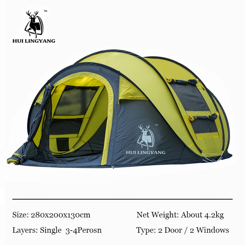 HUI LINGYANG Throw Tent Outdoor Automatic Tents Throwing Pop Up Waterproof Camping Hiking Tent Waterproof Large Family Tents