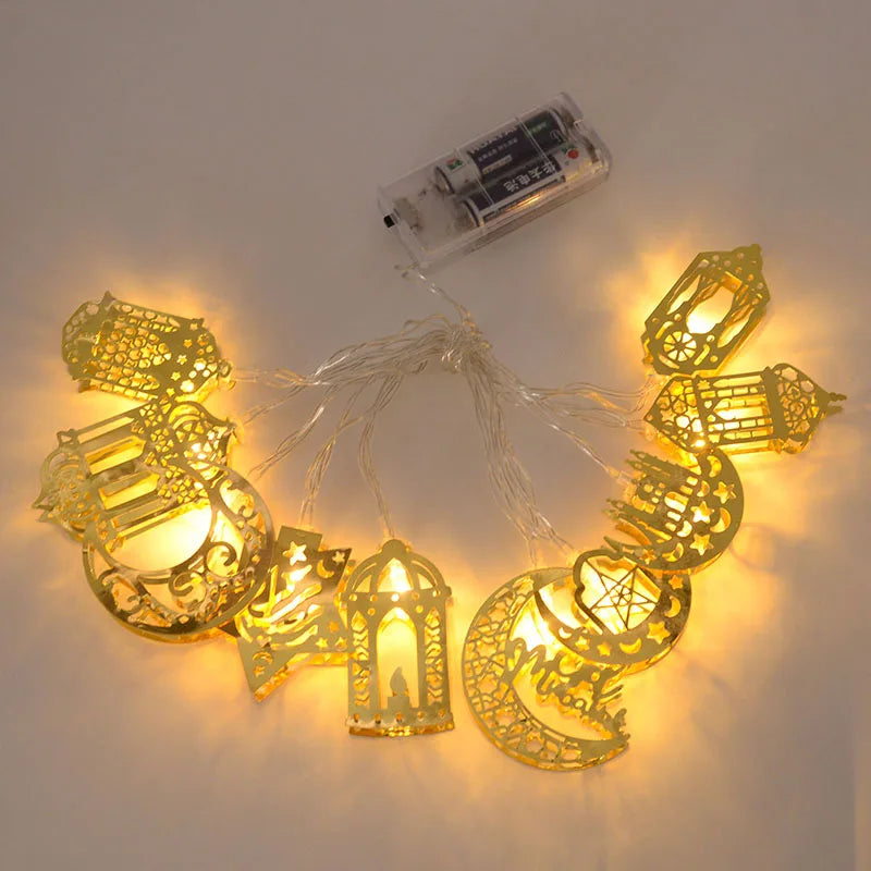 Ramadan Decoration Plastic Lantern Led String Lights Ramadan Kareem Decor Eid Mubarak Al-Fitr Eid Festival Party Supplies