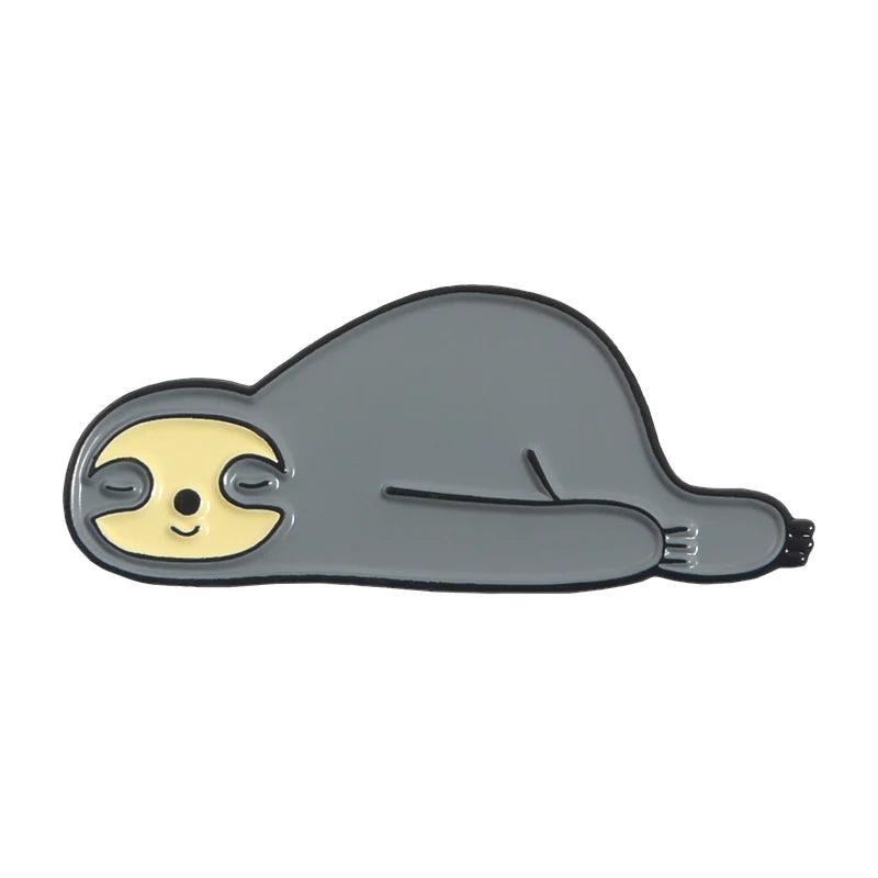 Funny Sloth Series Badges Brooches Cute Nickname Flash Denim Enamel Lapel Pins for Kids Fans Friends Jewelry