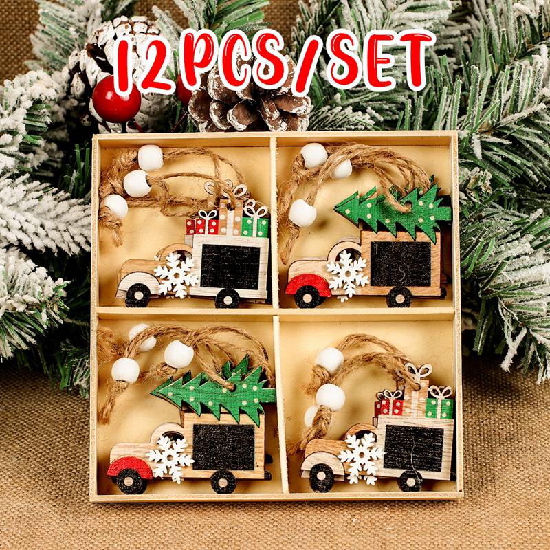 Wooden Christmas Pendant Merry Christmas Decor for Home 2023 Navidad Ornaments C