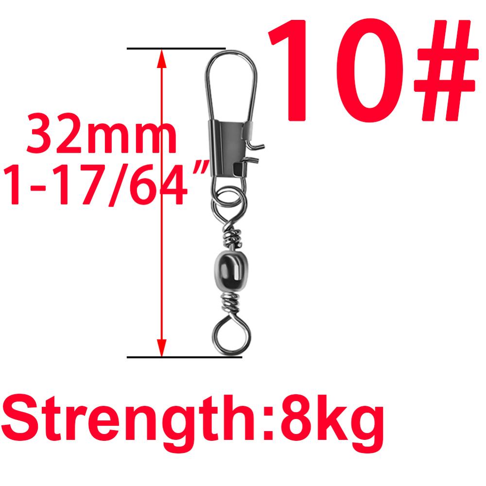50pcs 14# to 3/0# Swivels Interlock Snap Fishing Lure Tackles Gear Accessories Connector Swivels Pin Bearing Rolling Solid Tool