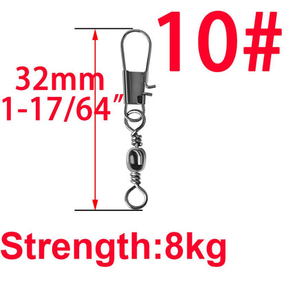 50pcs 14# to 3/0# Swivels Interlock Snap Fishing Lure Tackles Gear Accessories Connector Swivels Pin Bearing Rolling Solid Tool