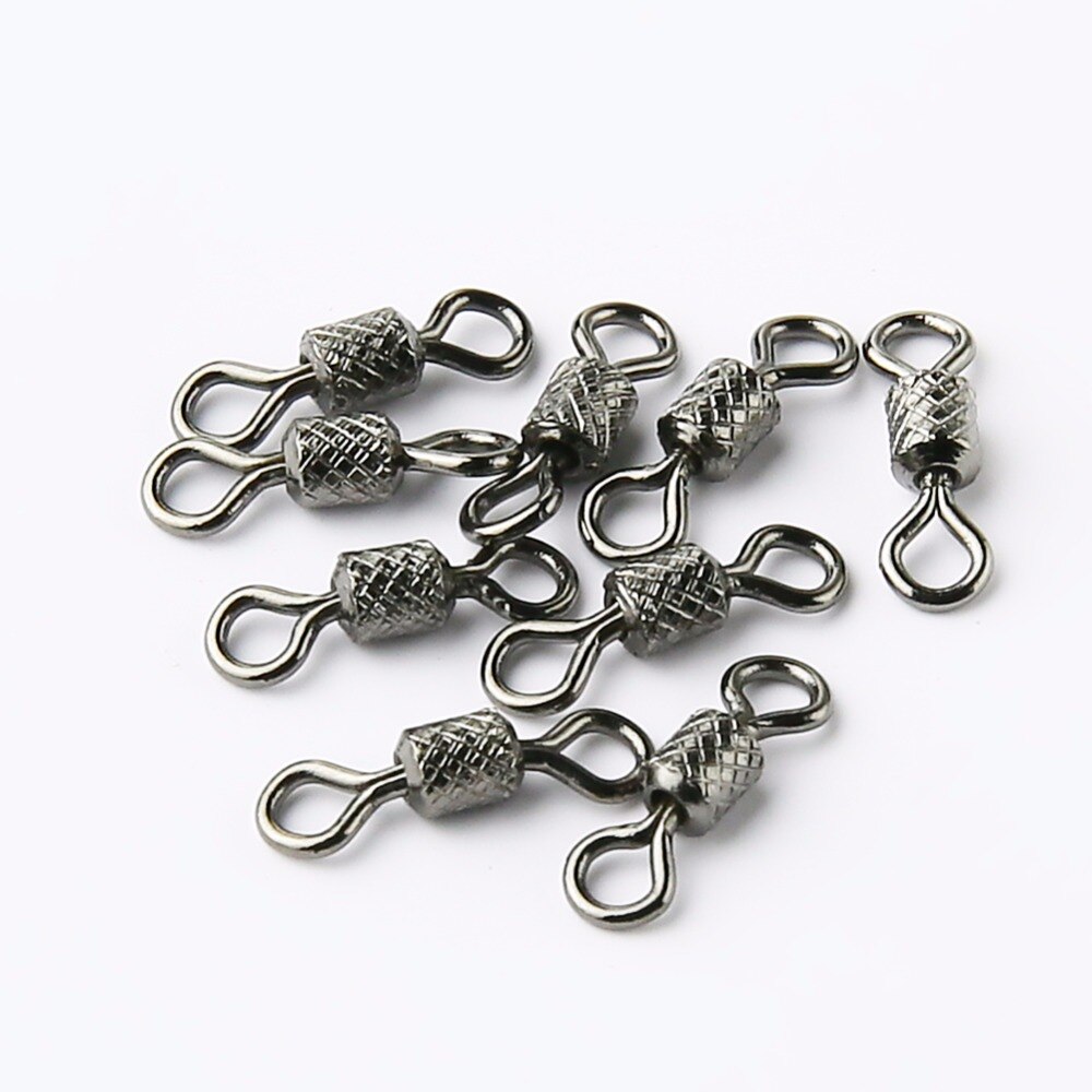 50pcs/Box Stainless Steel Fishing Connector Barrel Swivel Rolling Ball Sinker Tool Tackle Goods for Fly Fishing Hook Lure