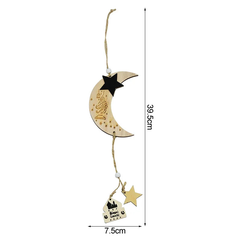 Wooden EID Mubarak Decoration Ramadan Mubarak Ornaments Islamic Muslim Pendant Eid Al Adha Party Supplies Ramadan Kareem