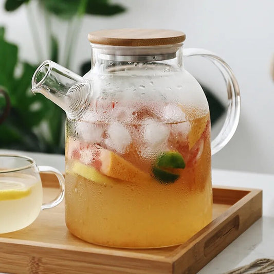Creative Glass Teapot Large Capacity Cold Water Jug Tea Pot Fruit Juice Green Te