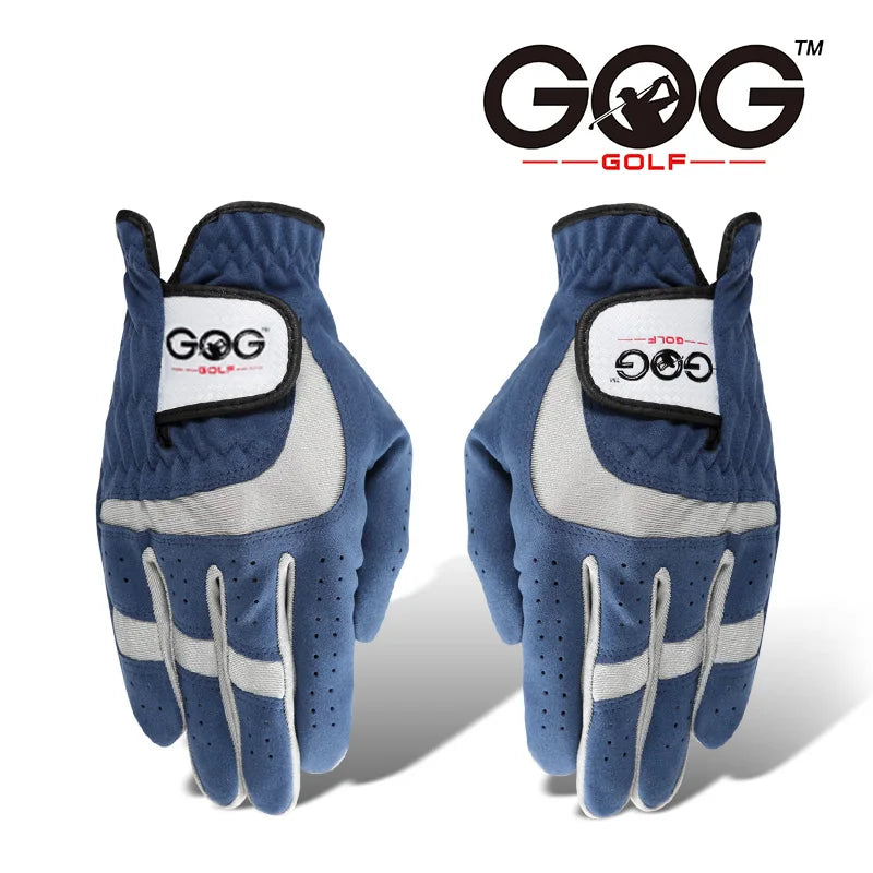 Pack 1 Pcs Mens Golf Glove Breathable Blue Micro Soft Fabric Left/Right LH RH Hand Non-Slip Gloves for Men