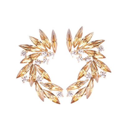 LUBOV Shining Rhinestone Wings Stud Earrings Acrylic Crystal Stone Women Piercing Earrings Trendy Wedding Jewelry Christmas