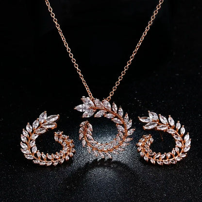 LXOEN Marquise Cut Flower Zirconia Crystal Long Drop Earrings for Women Shiny Leaf CZ Stone Bridal Wedding Jewelry