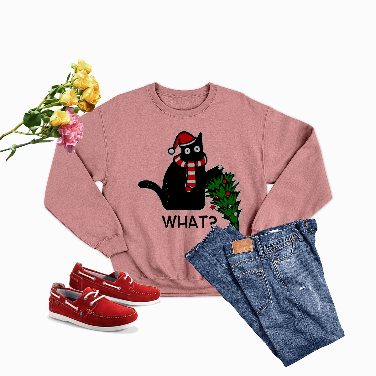 What Cat Christmas Tree Sweat Shirt