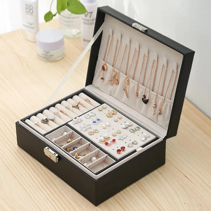 Jewelry Organizer Large Jewelry Box High Capacity Jewelry Casket Makeup Storage Makeup Organizer Leather Beauty Travel Box