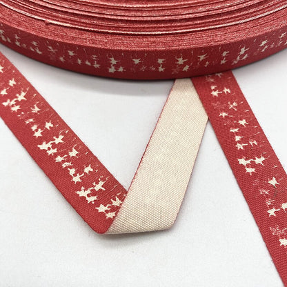 New 5yards 15mm Christmas Printed Polyester Cotton Ribbon DIY Wedding Christmas Party