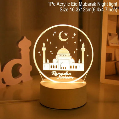 Eid Mubarak Moon Star Light Decor Islam Ramadan Decorations for Home 2024 Islamic Muslim Party Ramadan Kareem Eid Al-Adha