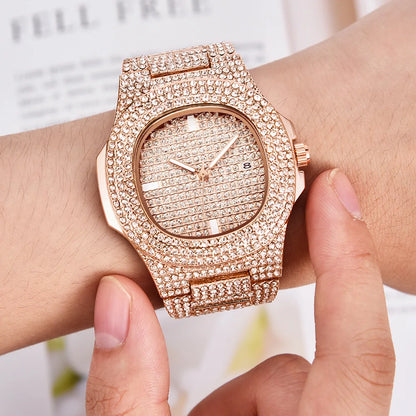 New 2021 ICE Out Role Hip Hop Watch Diamond Watch Men Silver Steel Mens Quartz Watches Waterproof Relogio Masculino