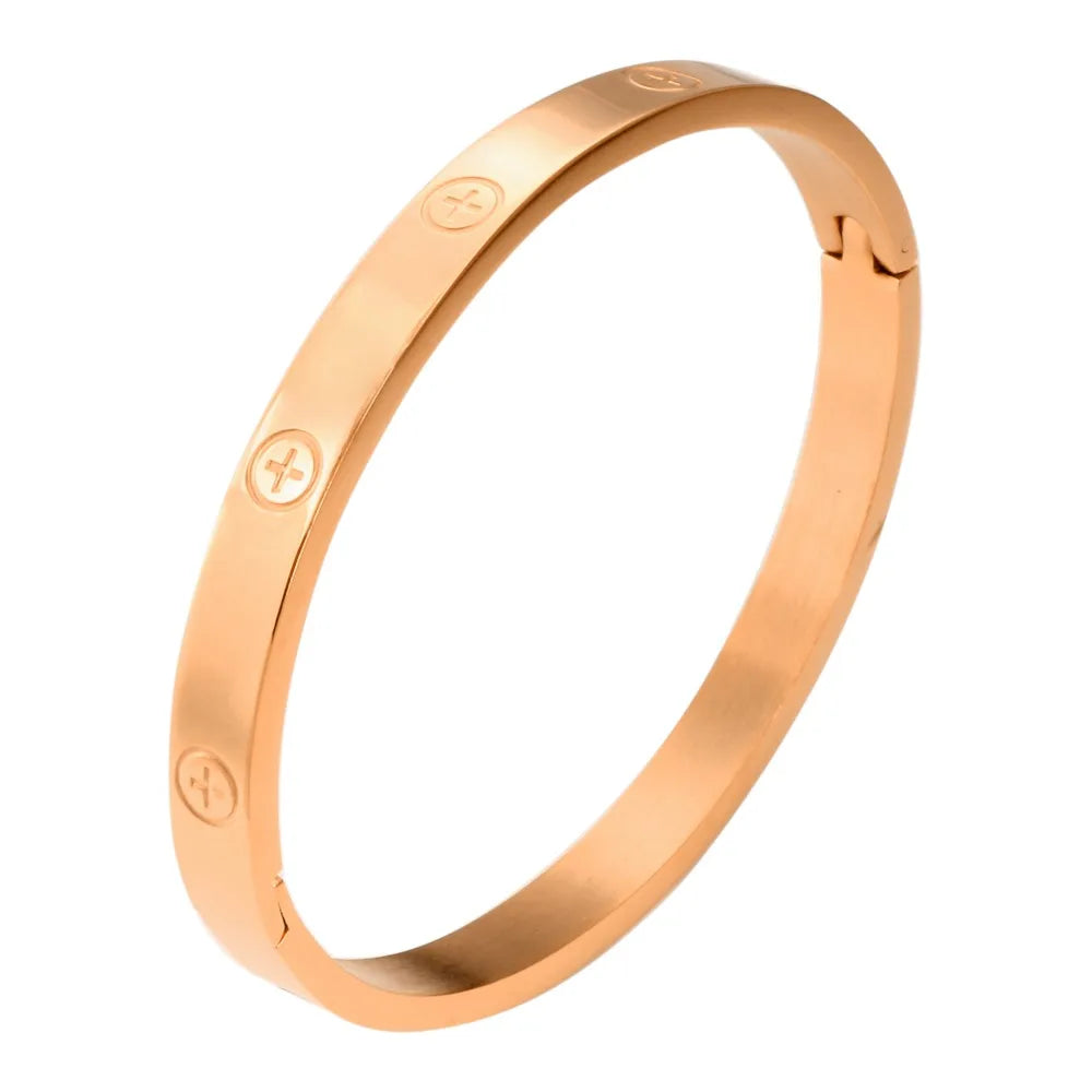 Trendy Stainless Steel Luxury  Bangle Bracelet Woman Man Rose Gold Color Wristband Bangles Bracelets Femme