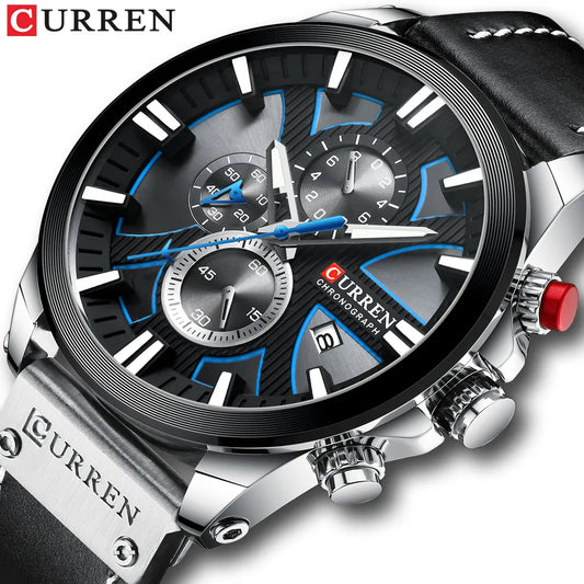 CURREN Watch Chronograph Sport Mens Watches Quartz Clock Leather Male Wristwatch Relogio Masculino for Men