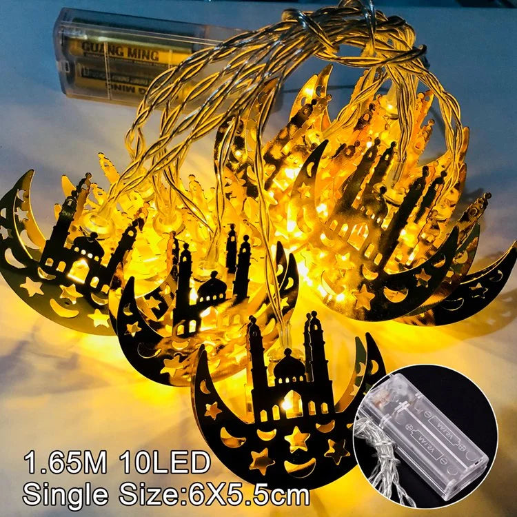 1.6M Moon Star Led Light String Eid Mubarak Decor Ramadan Decor for Home Muslim Islamic Decor Hajj Ramadan Kareem Eid Al Adha