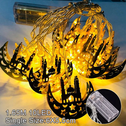 1.6M Moon Star Led Light String Eid Mubarak Decor Ramadan Decor for Home Muslim Islamic Decor Hajj Ramadan Kareem Eid Al Adha