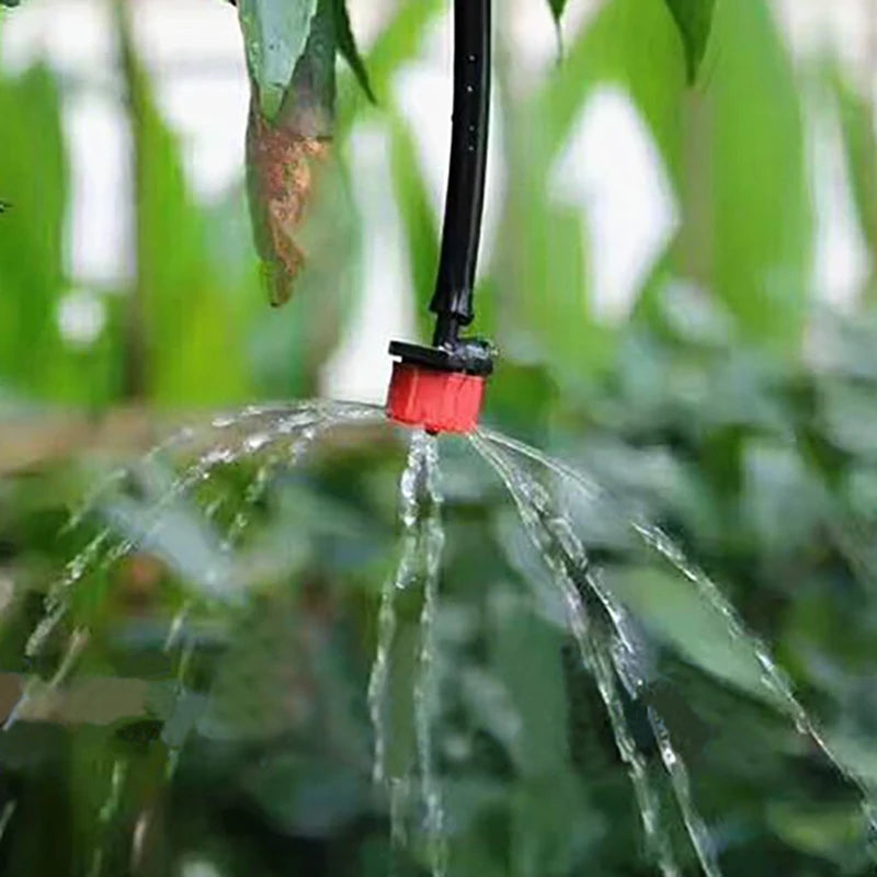 50 Pcs Adjustable Dripper Red Micro Drip Irrigation Watering Anti-Clogging Emitter Garden Supplies for 1/4 Inch Hose