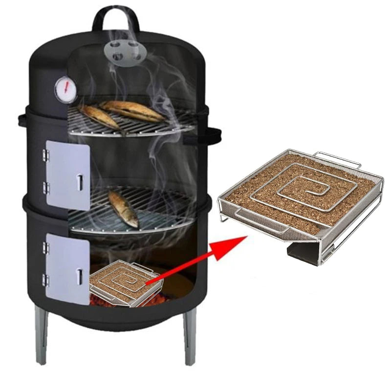 Barbecue Cold Smoke Generator Grill Smoker Box Salmon BBQ Smoking for Wood Chips Fish Meat Cooking Tools Bacon Burn Accessories