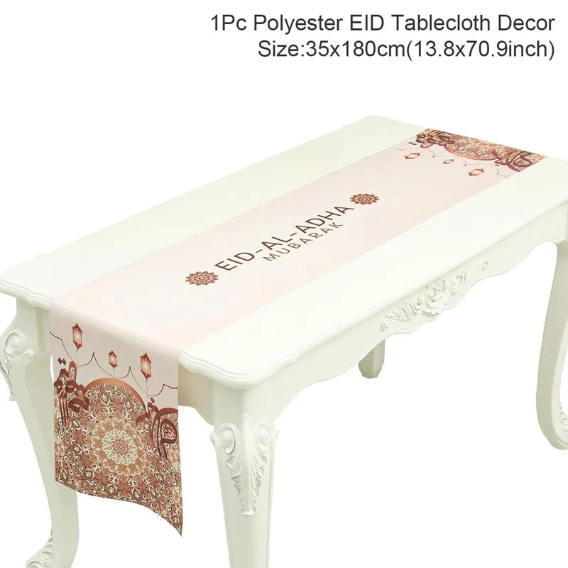 Ramadan Decor Table Runner EID Mubarak Decoration 2024 for Home Tablecloth Ramadan Kareem Islamic Muslim Party Eid Al Adha